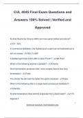 CUL 4045 Final Exam Questions and Answers 100&percnt; Solved &vert; Verified and Approved