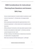 D005 Considerations for Instructional Planning Exam Questions and Answers 100&percnt; Pass