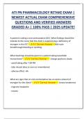 ATI PN PHARMACOLOGY RETAKE EXAM &vert;  NEWEST ACTUAL EXAM COMPREHENSIVE  QUESTIONS AND VERIFIED ANSWERS  GRADED A&plus; &vert; 100&percnt; PASS &vert; 2025 UPDATE&excl;
