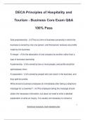 DECA Principles of Hospitality and Tourism - Business Core Exam Q&A 100&percnt; Pass