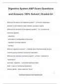 Digestive System A&P Exam Questions and Answers 100&percnt; Solved &vert; Graded A&plus;