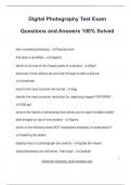 Digital Photography Test Exam Questions and Answers 100&percnt; Solved