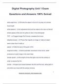Digital Photography Unit 1 Exam Questions and Answers 100&percnt; Solved