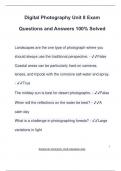Digital Photography Unit 8 Exam Questions and Answers 100&percnt; Solved