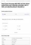 West Coast University HESI 2024 ACTUAL EXAM QUESTIONS AND VERIFIED ANSWERS &sol;GET IT 100&percnt; ACCURATE&vert;ALREADY GRADED A&plus;