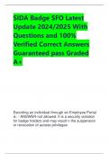 SIDA Badge SFO Latest Update 2024&sol;2025 With  Questions and 100&percnt; Verified Correct Answers Guaranteed pass Graded A&plus;SIDA Badge SFO Latest Update 2024&sol;2025 With  Questions and 100&percnt; Verified Correct Answers Guaranteed pass Graded A&plus;