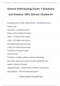 General Anthropology Exam 1 Questions and Answers 100&percnt; Solved &vert; Graded A&plus;