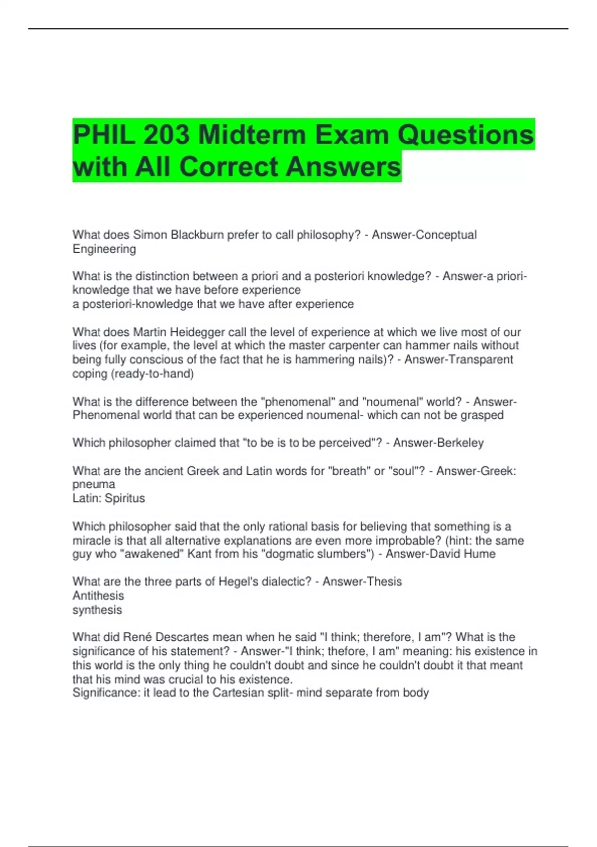 PHIL 203 Midterm Exam Questions with All Correct Answers - PHIL 203 ...