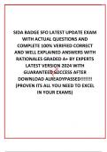   SIDA BADGE SFO LATEST UPDATE EXAM WITH ACTUAL QUESTIONS AND COMPLETE 100&percnt; VERIFIED CORRECT AND WELL EXPLAINED ANSWERS WITH RATIONALES GRADED A&plus; BY EXPERTS LATEST VERSION 2024 WITH GUARANTEED SUCCESS AFTER DOWNLOAD ALREADYPASSED&excl;&excl;&excl;&excl;&excl;&excl;&excl; &lpar;PROVEN ITS ALL YO
