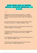 EXAM THREE&colon; NSG 221 MENTAL HEALTH&comma; 2024&sol;2025 &lpar;MODULES 7&comma; 8&comma; 9&comma; & 10&rpar;
