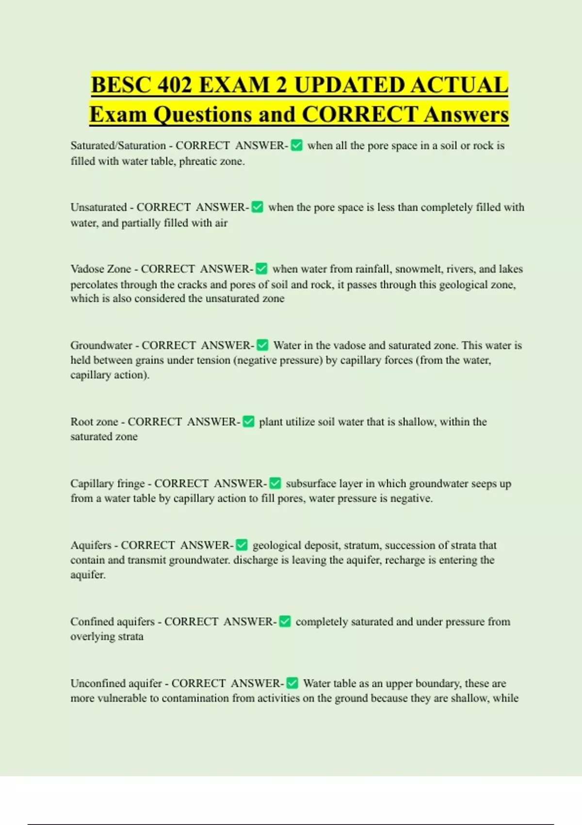 BESC 402 EXAM 2 UPDATED ACTUAL Exam Questions and CORRECT Answers ...