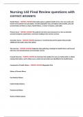 Nursing 142 Final Review questions with correct answers