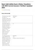 Basic Math Ability Exam A Relias &vert; Questions with 100&percnt; Correct Answers &vert; Verified &vert; Updated 202