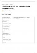 California RDH Law and Ethics exam with correct solutions