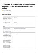 CCHT PRACTICE EXAM DAVITA &vert; 150 Questions with 100&percnt; Correct Answers &vert; Verified &vert; Latest Updat