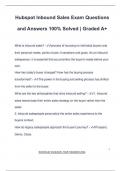 Hubspot Inbound Sales Exam Questions and Answers 100&percnt; Solved &vert; Graded A&plus;