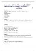 Accounting 101 Final Exam Ivy Tech 2024 Questions With Complete Solutions