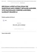 EPD EXAM LATEST ACTUAL EXAM 120 QUESTIONS AND CORRECT DETAILED ANSWERS WITH RATIONALES &lpar;VERIFIED ANSWERS&rpar; &vert;ALREADY GRADED A&plus;