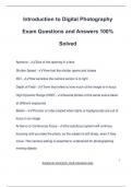 DIGITAL PHOTOGRAPHY EXAM PACKAGE DEAL QUESTIONS AND VERIFIED ANSWERS 100&percnt; GUARANTEED PASS &vert; LATEST UPDATE