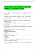 NFDN 2007 Unit 4 Test Questions with All Correct Answers 