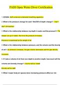 PADI Open Water Diver Certification Questions and Answers Latest Update&comma; 2024 - 2025 &lpar;Verified Answers&rpar; -  100&percnt; satisfaction Distinction guarantee &vert; complete solution