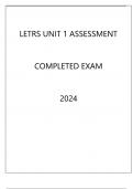 LETRS UNIT 1 ASSESSMENT Questions and Answers Latest Update&comma; 2024 - 2025 &lpar;Verified Answers&rpar; -  100&percnt; satisfaction Distinction guarantee &vert; complete solution