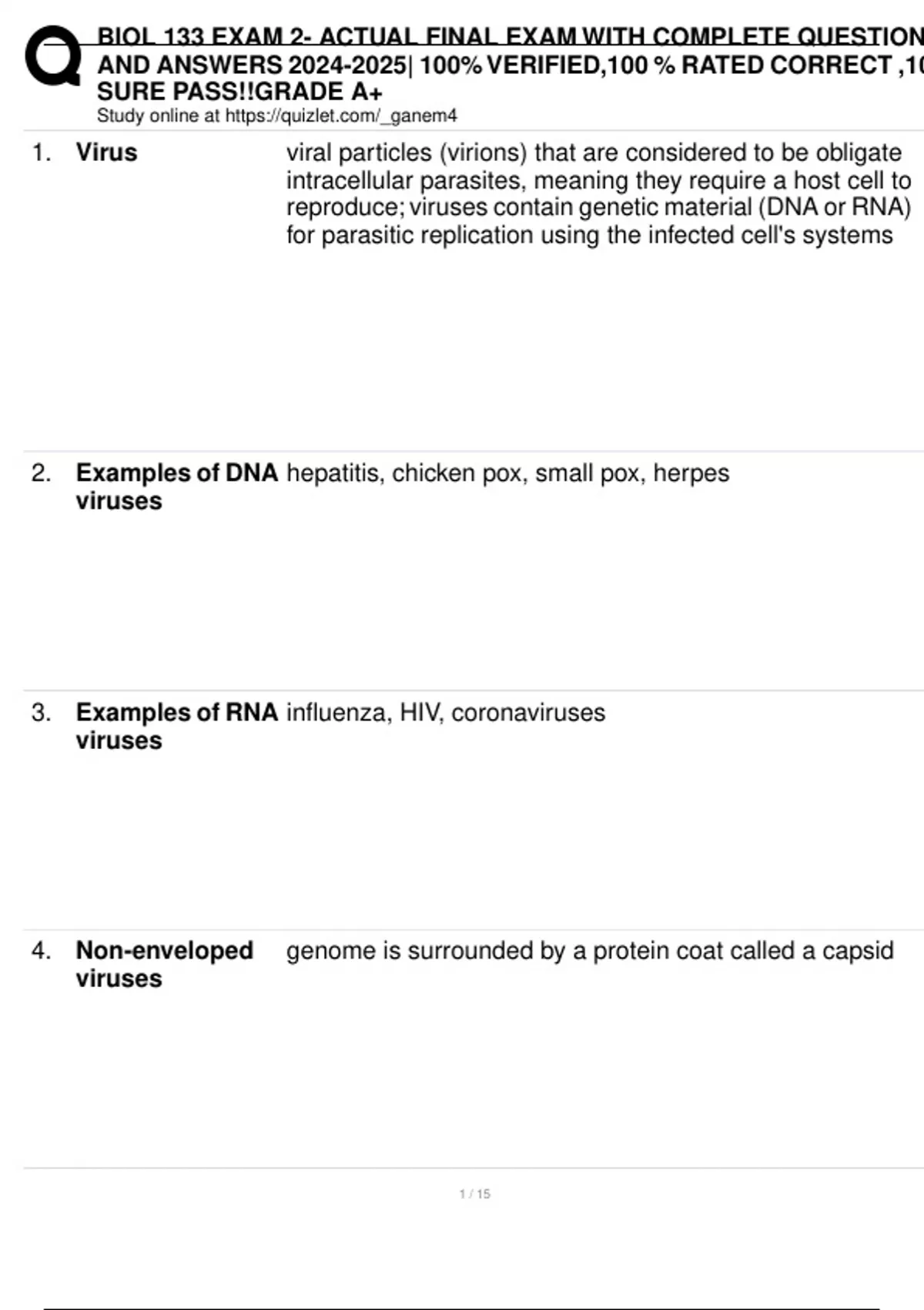 BIOL 133 EXAM 2- ACTUAL FINAL EXAM WITH COMPLETE QUESTIONS AND ANSWERS ...