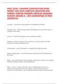 NICET LEVEL 1 HIGHWAY CONSTRUCTION EXAM NEWEST 2024 WITH COMPLETE QUESTIONS AND CORRECT VERIFIED ANSWERS &lpar;DETAILED ANSWERS&rpar; ALREADY GRADED A&plus; 100&percnt; GUARANTEED TO PASS CONCEPTS&excl;&excl;&excl;