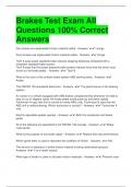 Brakes Test Exam All Questions 100&percnt; Correct Answers