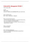 Vulnerability Management EXAM 1 Questions and answers &vert; 100&percnt; satisfaction guaranteed