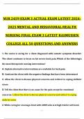 NUR 2459 &sol; NUR2459 Exam 3 &lpar;Latest 2024 &sol; 2025&rpar;&colon; Mental And Behavioral Health Nursing - Rasmussen 