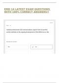 EMD 14 LATEST EXAM QUESTIONS WITH 100&percnt; CORRECT ANSWERS&excl;&excl;