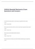 OHSAA Baseball Mechanics Exam Questions and Answers