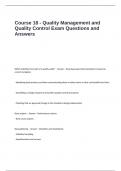 Course 18 - Quality Management and Quality Control Exam Questions and Answers