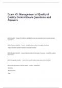 Exam -3- Management of Quality & Quality Control Exam Questions and Answers