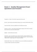 Exam 1 - Quality Management Exam Questions and Answers