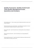 Quality Assurance&comma; Quality Control and Total Quality Management Exam Questions and Answers