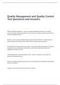 Quality Management and Quality Control Test Questions and Answers