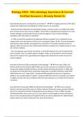 Biology 2350 - Microbiology Questions & Correct Verified Answers&vert; Already Rated A&plus;