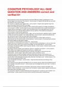 COGNITIVE PSYCHOLOGY ALL QUIZ QUESTION AND ANSWERS correct and verified A&plus;