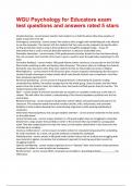 WGU Psychology for Educators exam test questions and answers rated 5 stars