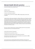 Mental Health NCLEX practice questions and answers 