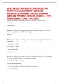 CAM CERTIFIED APARTMENT MANAGER EXAM NEWEST ACTUAL EXAM WITH COMPLETE QUESTIONS AND CORRECT VERIFIED ANSWERS &lpar;DETAILED ANSWERS&rpar; ALREADY GRADED A&plus; 100&percnt; GUARANTEED TO PASS CONCEPTS&excl;&excl;&excl;