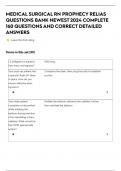 MEDICAL SURGICAL RN PROPHECY RELIAS QUESTIONS BANK NEWEST 2024 COMPLETE 160 QUESTIONS AND CORRECT DETAILED ANSWER
