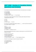 HIST 2280 - Hockey in Canadian History Questions and Answers