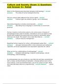Culture and Society &lpar;Exam 1&rpar; Questions and Answer A&plus; Rated