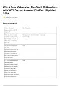 OSHA Basic Orientation Plus Test &vert; 50 Questions with 100&percnt; Correct Answers &vert; Verified &vert; Updated 2024