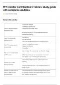 PFT Monitor Certification Overview study guide with complete solutions&period;