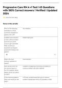 Progressive Care RN A v1 Test &vert; 65 Questions with 100&percnt; Correct Answers &vert; Verified &vert; Updated 2024
