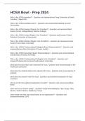 HOSA Bowl - Prep 2024 Exam Questions and Answers